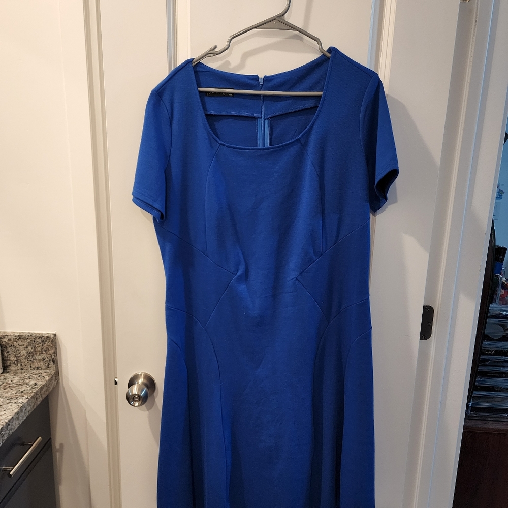 BAIMIL Women Short Sleeve A-line Dress Blue XXXL